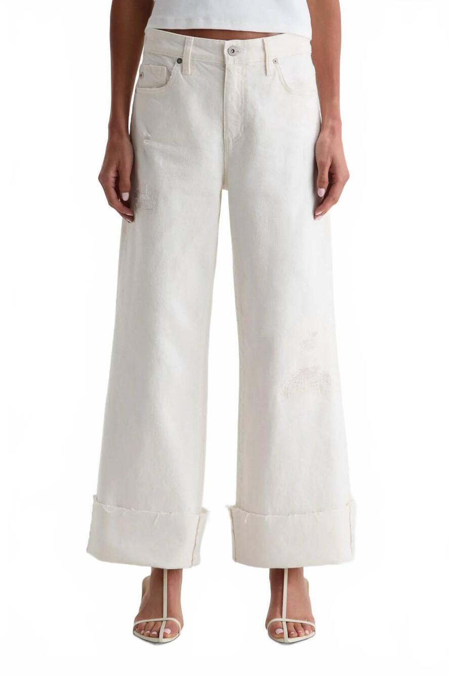 NEW AG JEANS saige wide leg crop jean in powder mended